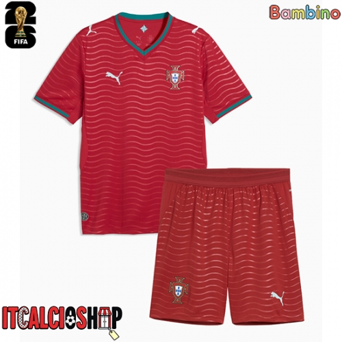Portogallo Prima Maglia Bambino Mondiali 2026 Manica Corta (+ Pantaloni corti)